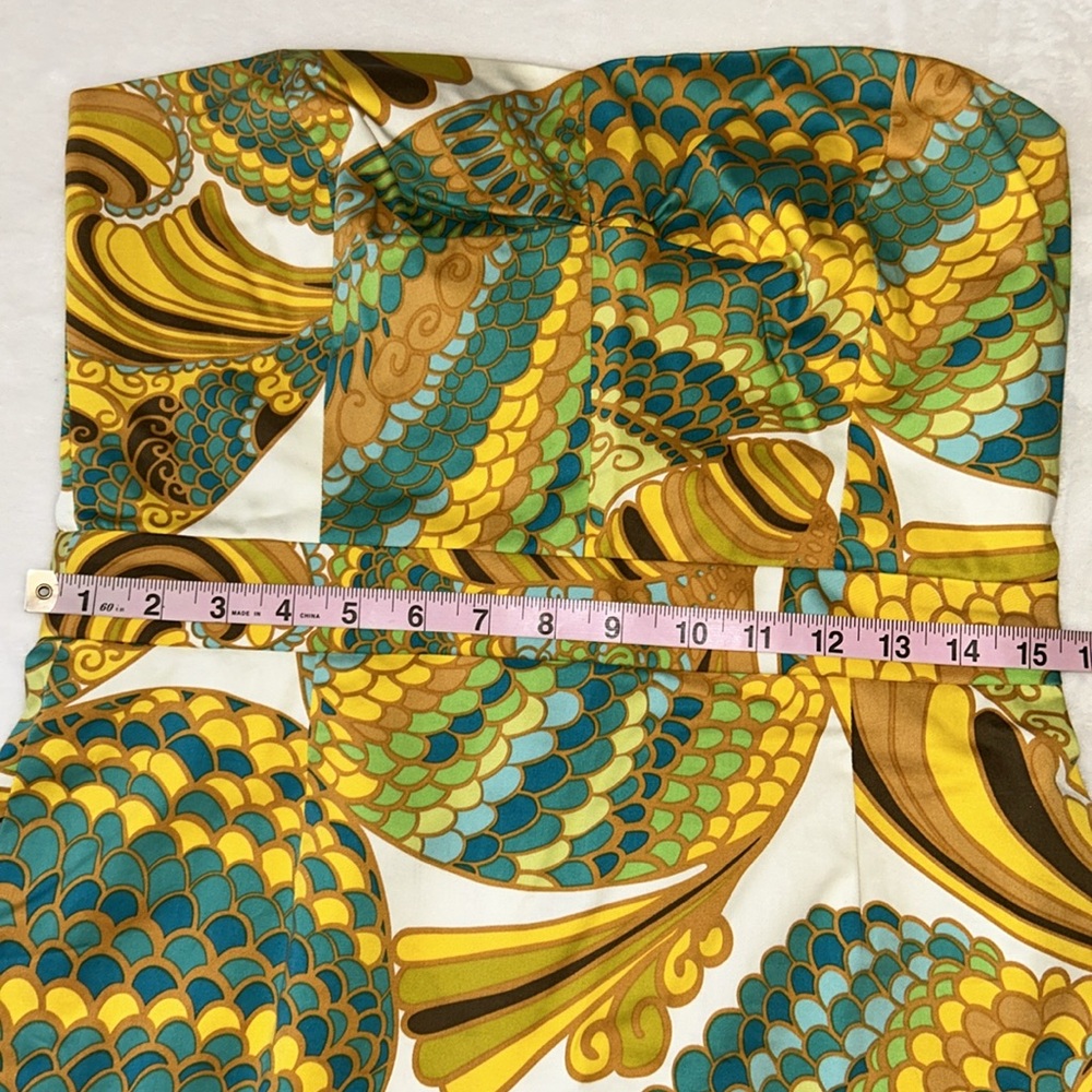 Banana Republic Strapless Tropical Print Sheath Dress in Yellow & Green - Picture 7 of 9